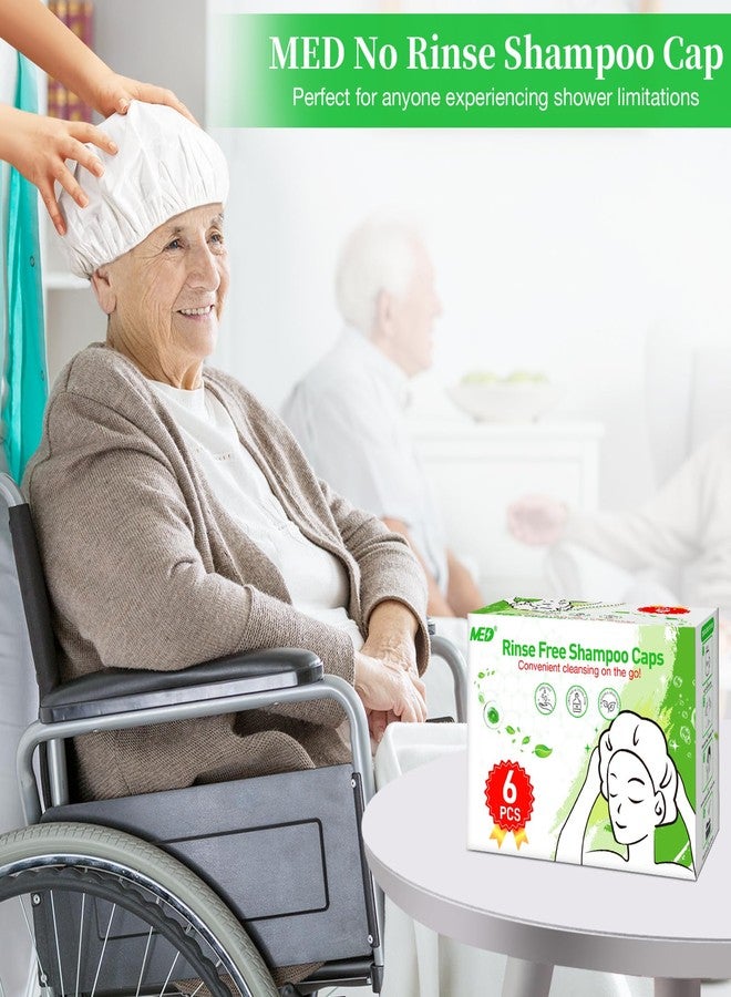 Med Shampoo Caps No Rinse Waterless Hair Washing Shower Caps 6 Packs for Elderly, Women, Hospital, Camping - Image 3