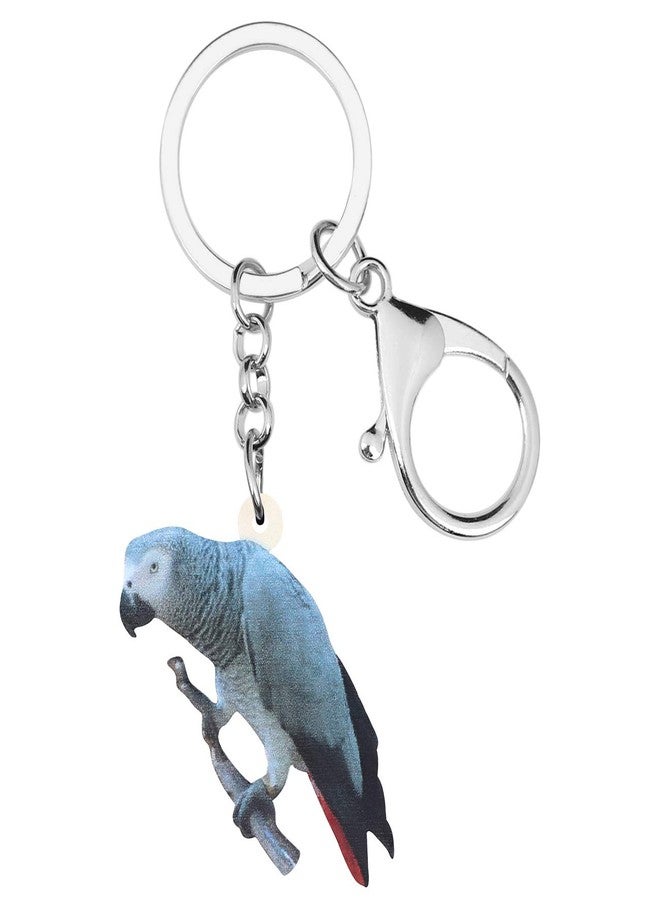 DUOWEI African Grey Parrot Keychain Acrylic Cute Bird Keyring Wallet Decoration for Women Girl Charm Gift (Grey) - Image 1