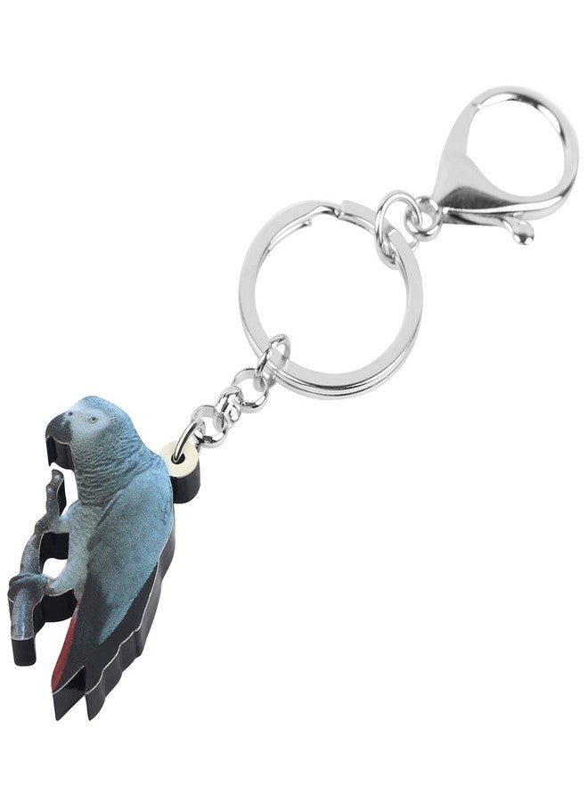 DUOWEI African Grey Parrot Keychain Acrylic Cute Bird Keyring Wallet Decoration for Women Girl Charm Gift (Grey) - Image 3
