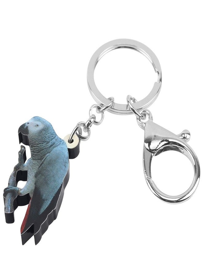 DUOWEI African Grey Parrot Keychain Acrylic Cute Bird Keyring Wallet Decoration for Women Girl Charm Gift (Grey) - Image 2