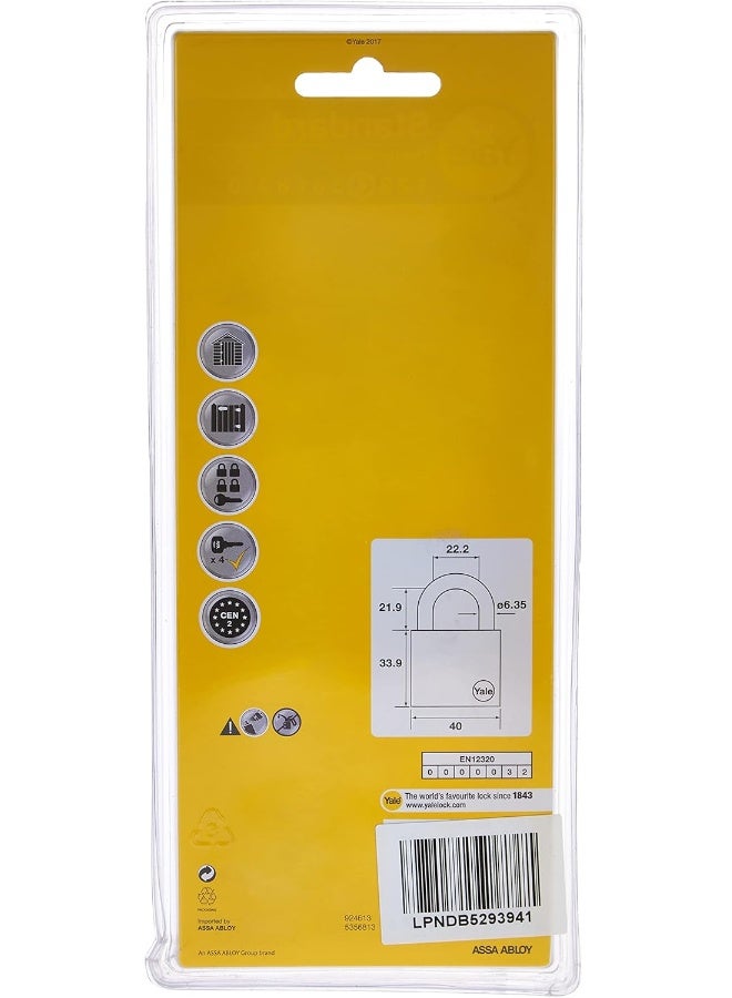 Yale Y110/40/123/4 Brass Padlock 40mm Pack Of 4 - Image 2