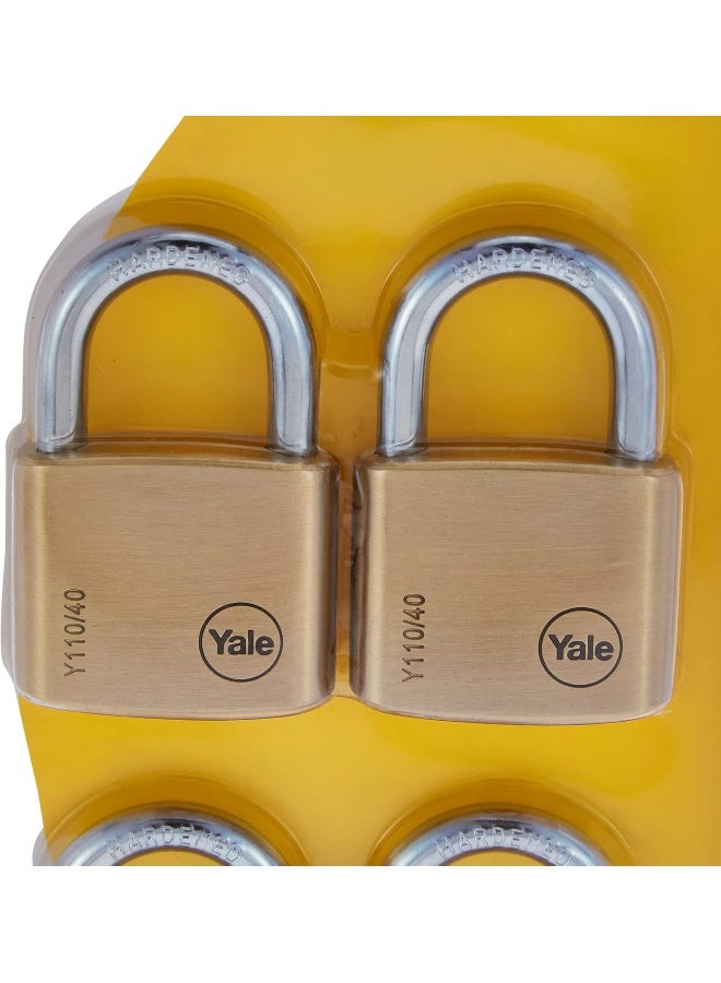 Yale Y110/40/123/4 Brass Padlock 40mm Pack Of 4 - Image 3