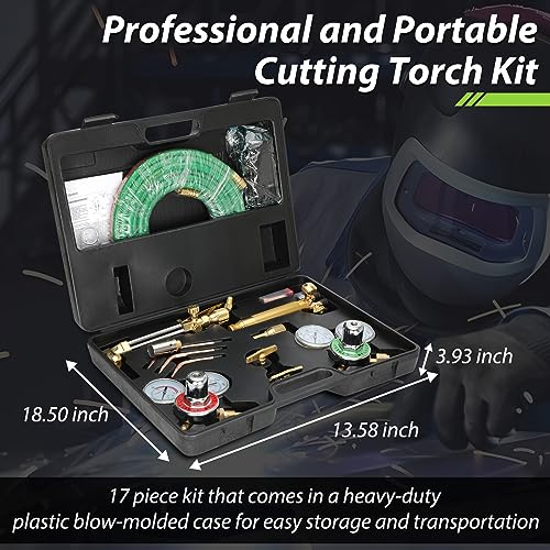 Znnam Upgraded Oxygen and Acetylene Gas Torch and Welding Kit Portable Cutting Torch Kit 17-Piece Oxygen Acetylene Torch Kit with 3 Rods and 1 Cutting Nozzle Heavy Duty Oxygen and Acetylene Torch Kit - Image 2