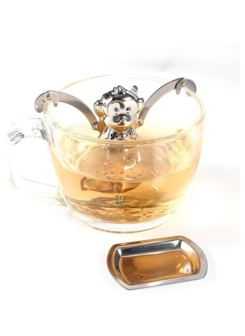 Oasisgalore - 2 Pcs Monkey Stainless Steel Loose Leaf Tea Infuser for Herbs and Spices - Image 1