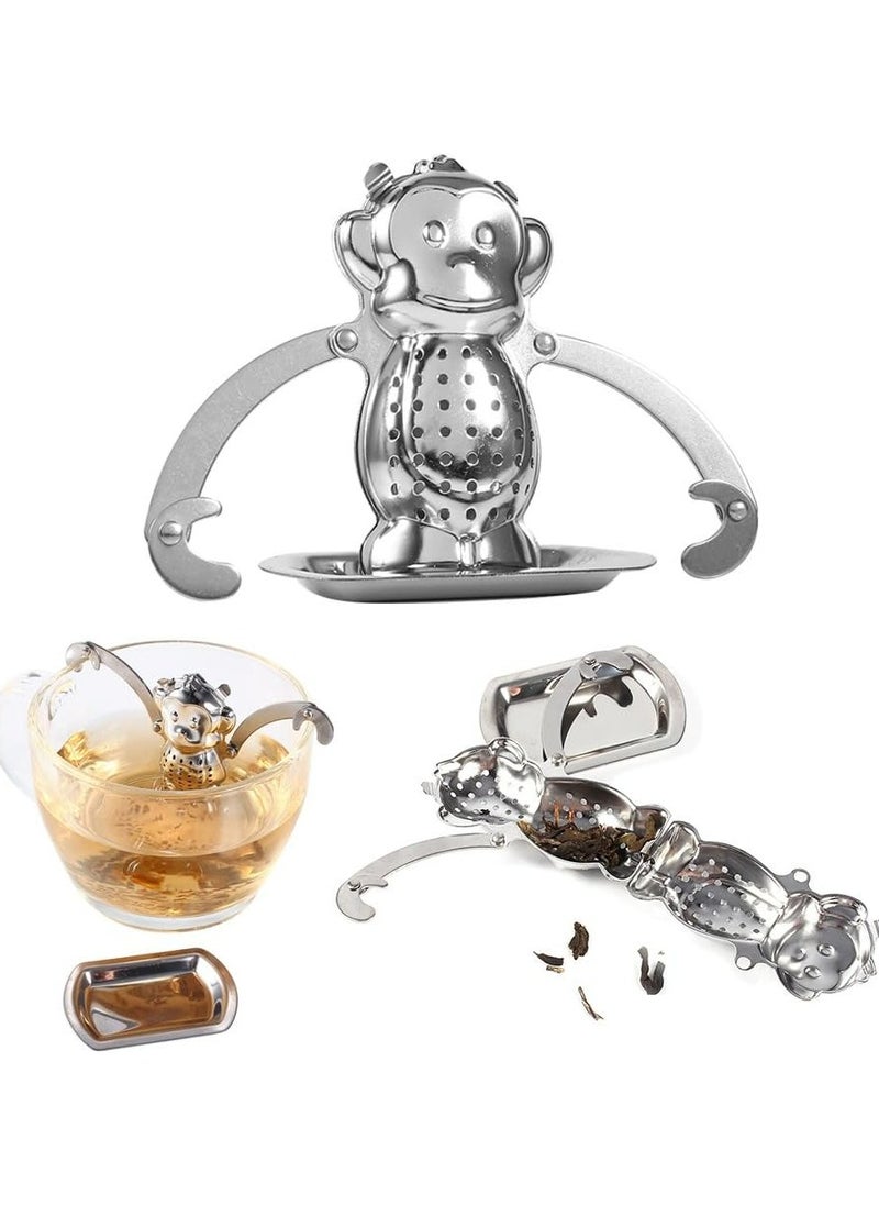 Oasisgalore - 2 Pcs Monkey Stainless Steel Loose Leaf Tea Infuser for Herbs and Spices - Image 1