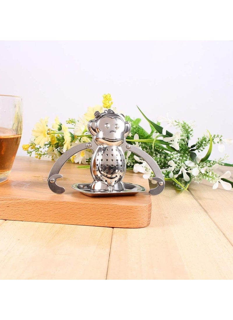 Oasisgalore - 2 Pcs Monkey Stainless Steel Loose Leaf Tea Infuser for Herbs and Spices - Image 1
