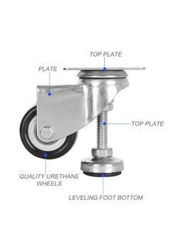 KASTWAVE Swivel Leveling Castors, 4 Pcs Leveling Machine Caster, 50mm Retractable Wheels for Industrial Use, Workbenches, Trolleys, and More (Capacity 66kg)  - Image 3