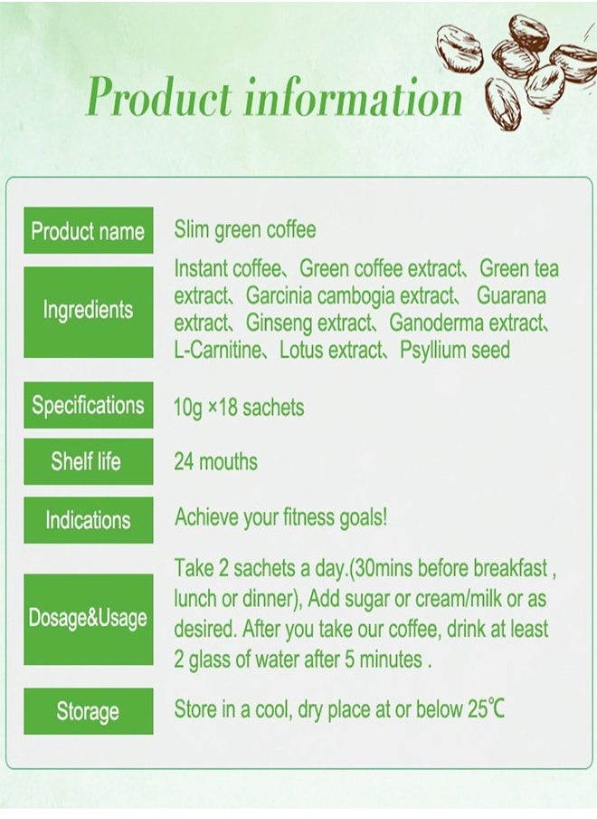 Wins Town Light Green Coffee for Weight Loss, Natural Herbal Weight Loss, Ganoderma Coffee, Contains Ganoderma, Box of 18  - Image 3
