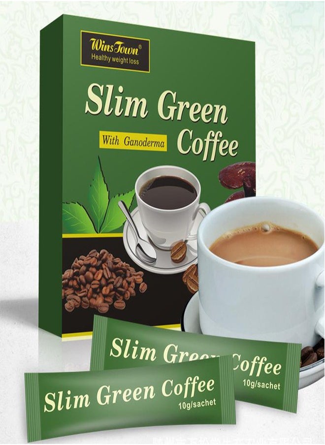 Wins Town Light Green Coffee for Weight Loss, Natural Herbal Weight Loss, Ganoderma Coffee, Contains Ganoderma, Box of 18  - Image 1