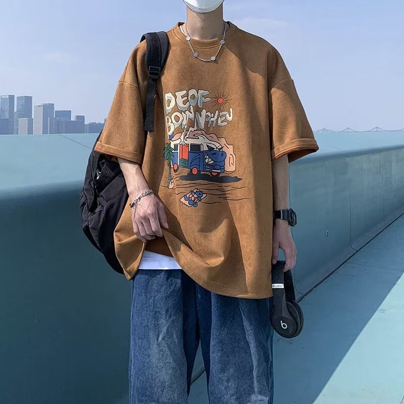 Suede Short-sleeved T-shirt 2024 New Arrival Men's Summer Fashionable American Style Retro Trendy Brand Superior Street Superior T-shirt 1 - Image 5