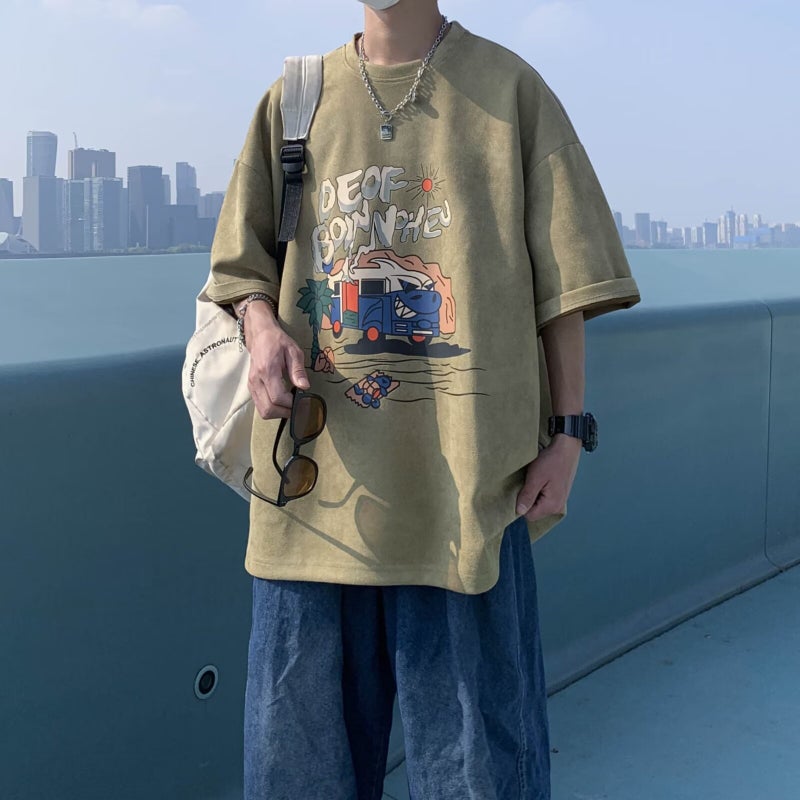 Suede Short-sleeved T-shirt 2024 New Arrival Men's Summer Fashionable American Style Retro Trendy Brand Superior Street Superior T-shirt 1 - Image 3