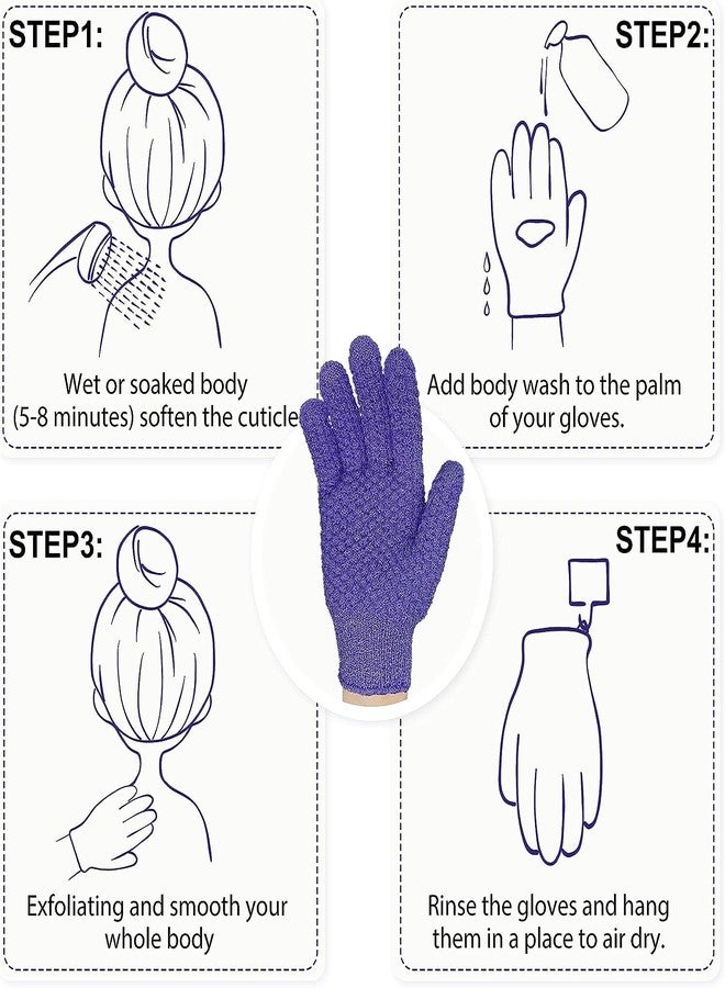 Evridwear Exfoliating Gloves for Shower, 100% Nylon Thick Soft Medium Heavy Bathing Gloves Dead Skin Remover Body Scrubber Smooth Skin with Hang Loop, Purple - Image 2