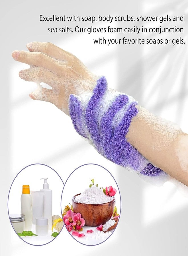 Evridwear Exfoliating Gloves for Shower, 100% Nylon Thick Soft Medium Heavy Bathing Gloves Dead Skin Remover Body Scrubber Smooth Skin with Hang Loop, Purple - Image 4