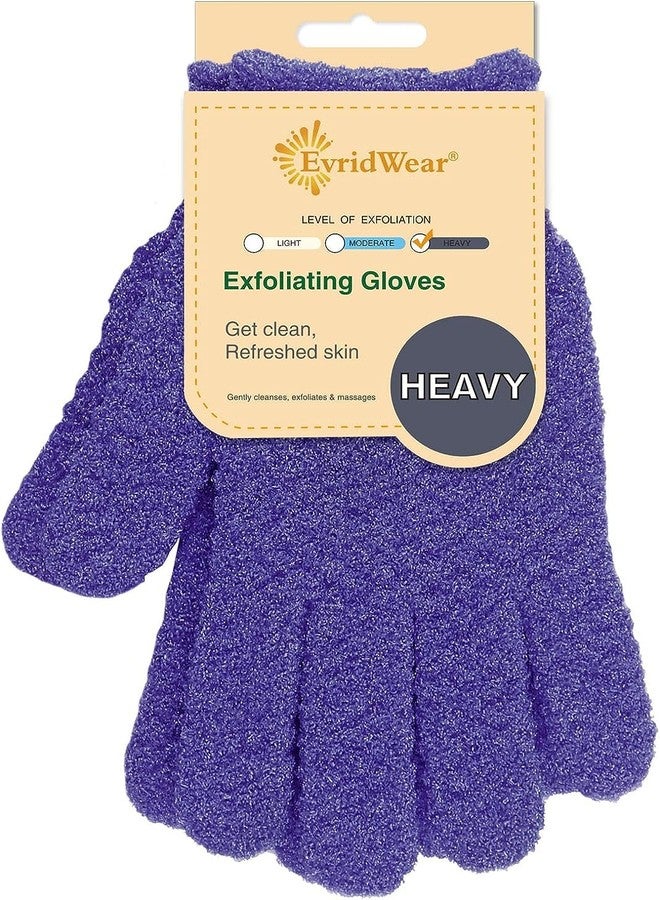 Evridwear Exfoliating Gloves for Shower, 100% Nylon Thick Soft Medium Heavy Bathing Gloves Dead Skin Remover Body Scrubber Smooth Skin with Hang Loop, Purple - Image 1