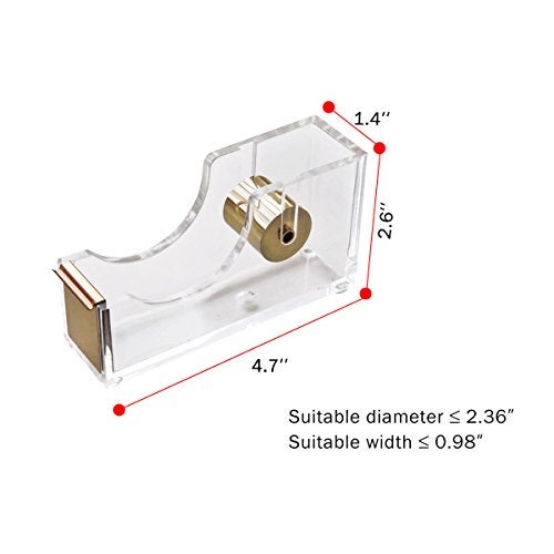 Geila Acrylic Gold Tape Dispenser,Clear Acrylic Desk Dispenser Kit , Modern Design Office Desktop Tape Dispense - Image 4