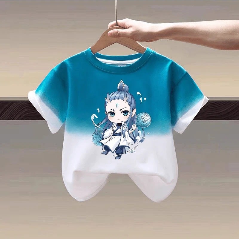 Boys' T-Shirt Short-Sleeved Arrival All-Match Summer Big Kids Nezha Western Style Loose Children'S Street-Fried Summer Fashion T - Image 1