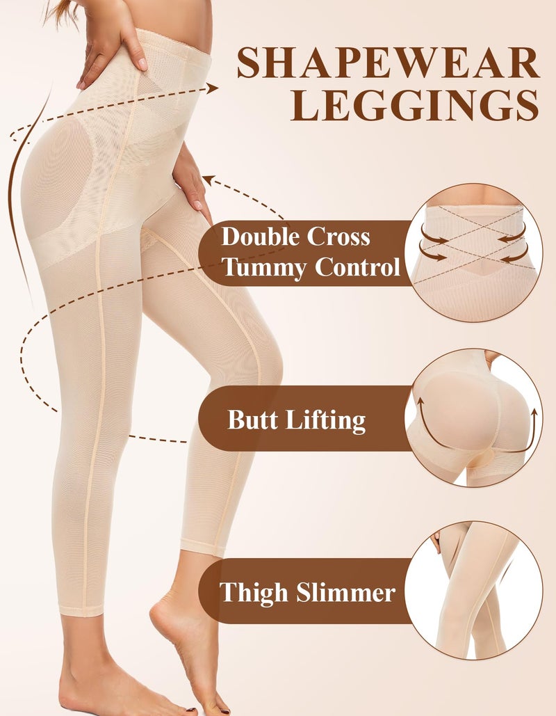 SIMIYA Shapewear Tummy Control Leggings for Women Compression Criss-Cross Butt Lifting Thigh Slimmer High Waist Trainer Girdle Body Shaper - Image 3