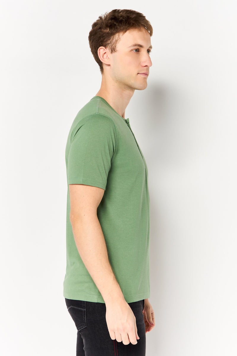 Project Essentials Men Crew Neck Plain Short Sleeve T-Shirt, Green - Image 4