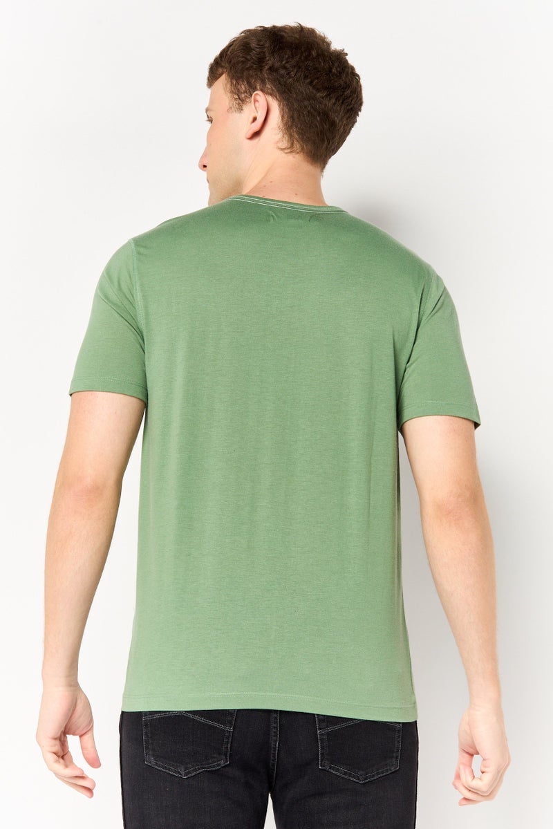 Project Essentials Men Crew Neck Plain Short Sleeve T-Shirt, Green - Image 3