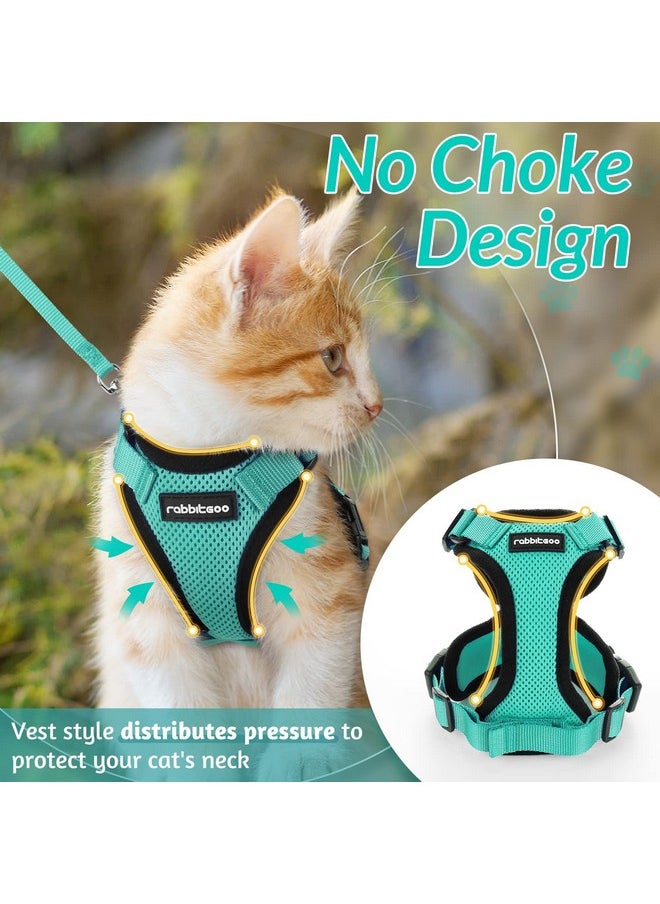 Rabbitgoo rabbitgoo Cat Harness and Leash for Walking, Escape Proof Soft Adjustable Vest Harnesses for Cats, Easy Control Breathable Reflective Strips Jacket, Emerald, XXS  - Image 2