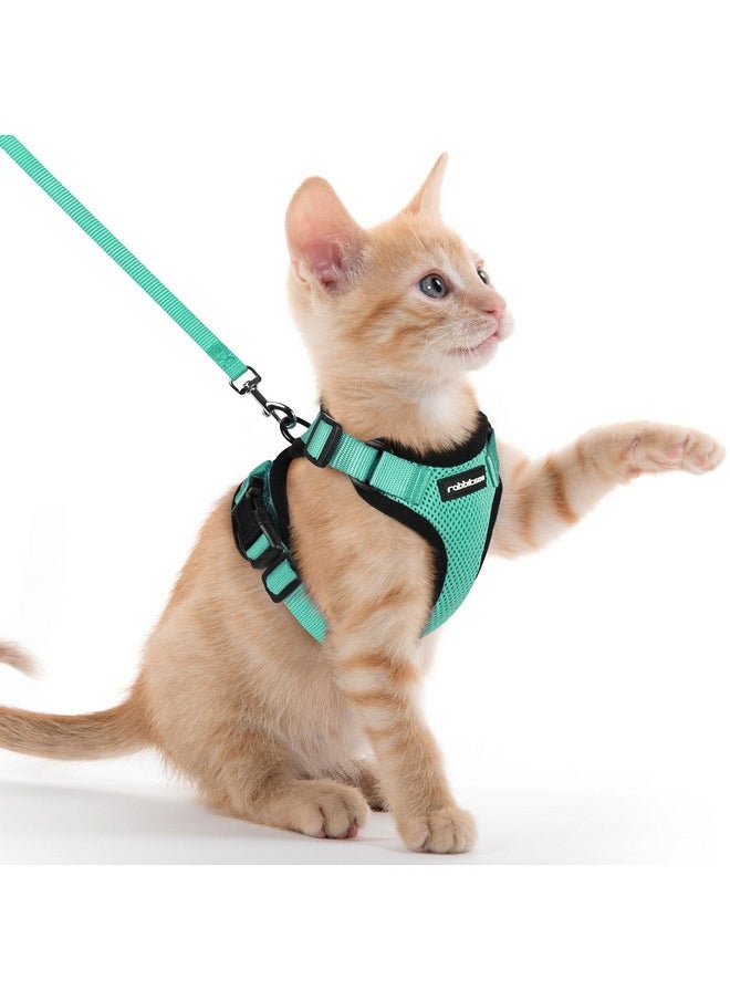 Rabbitgoo rabbitgoo Cat Harness and Leash for Walking, Escape Proof Soft Adjustable Vest Harnesses for Cats, Easy Control Breathable Reflective Strips Jacket, Emerald, XXS  - Image 1
