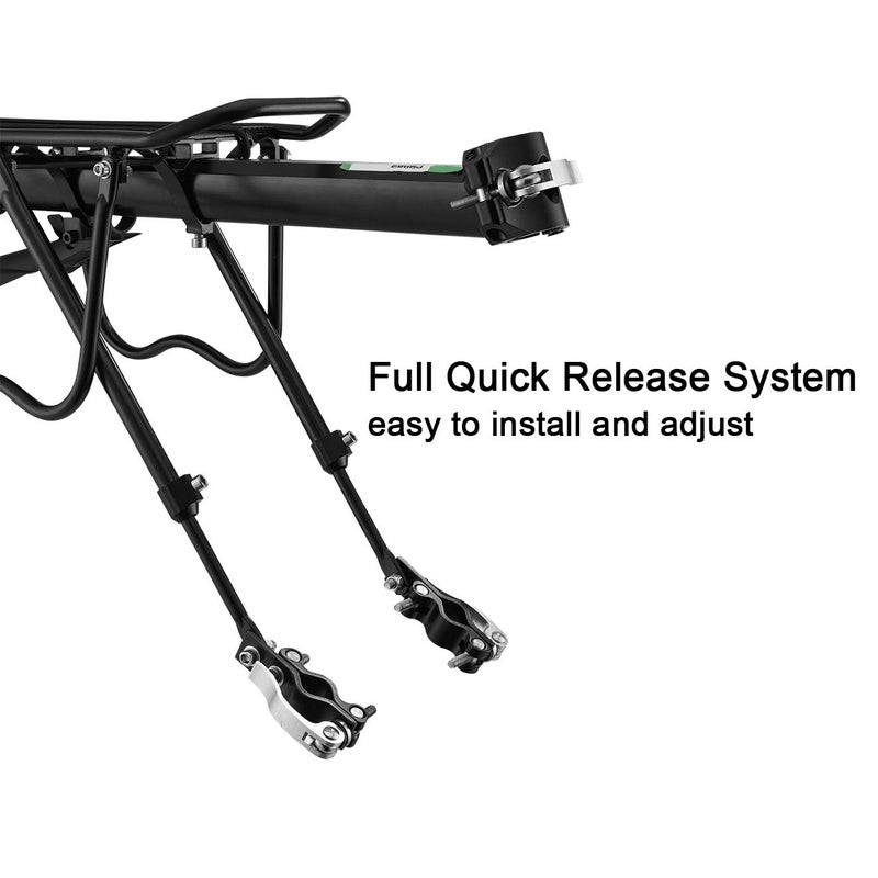Rockbros ROCKBROS Bike Pannier Rack Rear Bike Rack Mountain Bike Rack Bicycle Rear Rack Carrier with Reflector Adjustable Bike Luggage Cargo Quick Release Cycling Seatpost Rack Black, 50KG Capacity, 24"-29" - Image 2