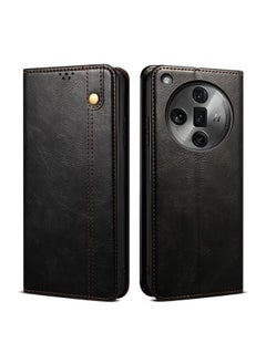 HuHa Case Cover For OPPO Find X7 Pro/Find X7 Ultra Oil Wax Crazy Horse Texture Leather Phone Case Black 