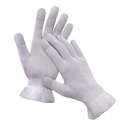 MIG4U Moisturizing Beauty Gloves Touchscreen Overnight Sleeping Glove for Women Dry Hands Nighttime Lotion Eczema SPA Cosmetic Treatment Grey Purple 1 Pairs Size LXL - Image 2
