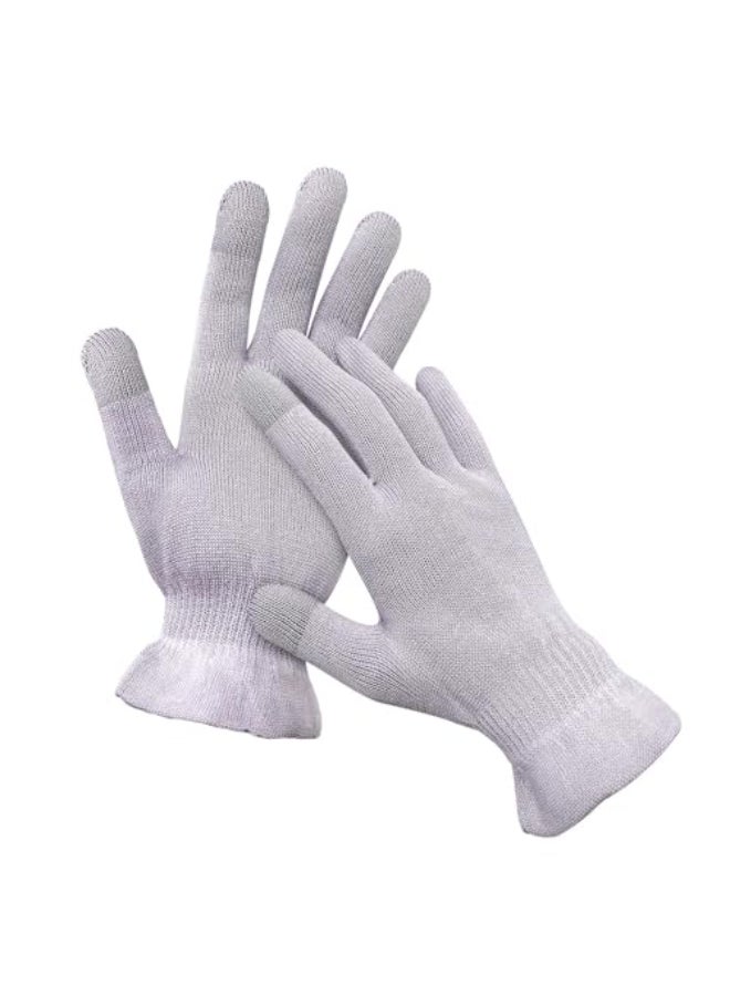 MIG4U Moisturizing Beauty Gloves Touchscreen Overnight Sleeping Glove for Women Dry Hands Nighttime Lotion Eczema SPA Cosmetic Treatment Grey Purple 1 Pairs Size LXL - Image 1
