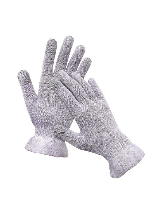 MIG4U Moisturizing Beauty Gloves Touchscreen Overnight Sleeping Glove for Women Dry Hands Nighttime Lotion Eczema SPA Cosmetic Treatment Grey Purple 1 Pairs Size LXL - Image 3