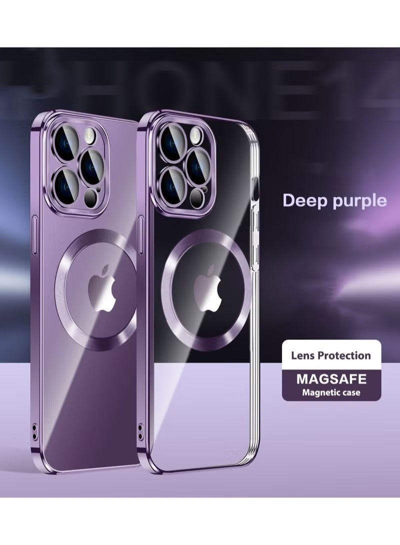 iPhone 14 Pro Max Case Electroplated Dustproof Magnetic Phone Case Purple - Image 1