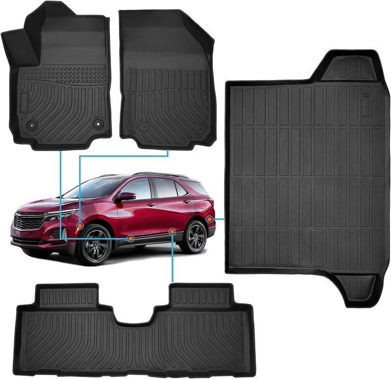 Floor Mats Cargo Liner for Chevy Equinox 20182024 for GMC Terrain 2018 2019 2020 2021 2022 2023 2024 Not for EV All Weather Trunk Mat for Chevy Equinox for GMC Terrain Accessories Interior
