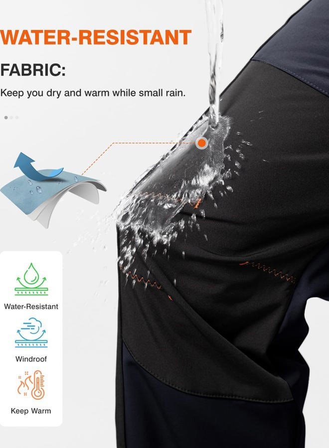 TBMPOY Men's Snow Ski Hiking Pants Waterproof Winter Fleece Lined Pants Camping Skiing Ice Fishing Pants with Belt 02 Thick Navy 3XL - Image 5