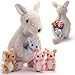 Arrowbash 5 Pcs Kangaroo Stuffed Animals 12 Inch Mommy Stuffed Kangaroo Plush Toy with 4 Babies Insides Kangaroos with Joey Plush Toys and Pouch for Kids Birthday Gift Easter Party FavorsGrey - Image 2