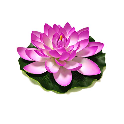 Superdream 4PCS Large Artificial Floating Lotus Flowers, Home Garden Pond Aquarium Wedding Decor (7inch) (Purple) - Image 2
