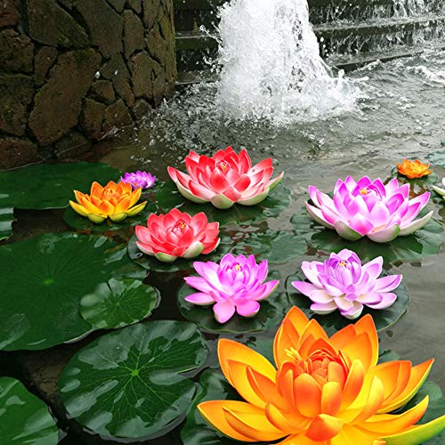 Superdream 4PCS Large Artificial Floating Lotus Flowers, Home Garden Pond Aquarium Wedding Decor (7inch) (Purple) - Image 5