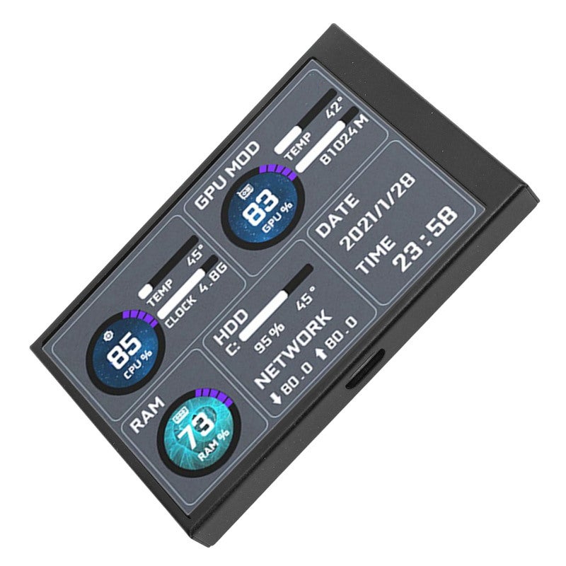 شاشة IPS ثانوية 5 بوصة لعرض درجة حرارة الكمبيوتر - شاشة فرعية بتصميم مريح للعين USB-C لأجهزة الكمبيوتر المكتبية - Image 4