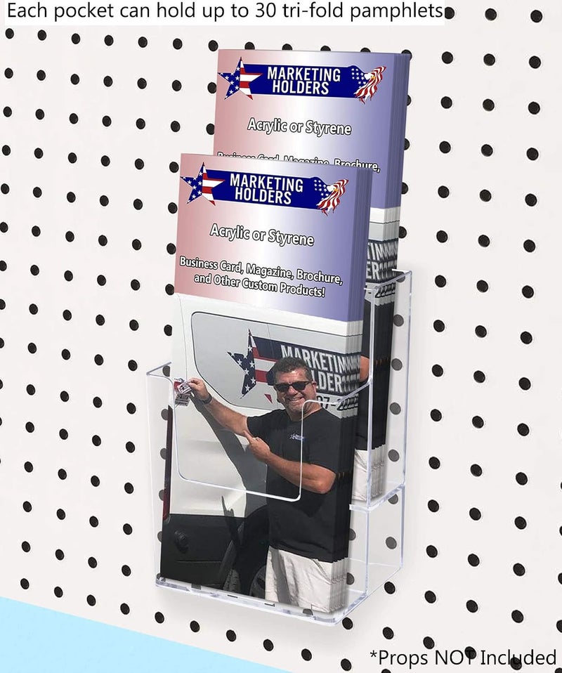 Marketing Holders 4 Pack Pegboard Brochure Holder Space Saving No Assembly Take One Organizer 2 Tiered Display for 4" Rack Cards or Flyers for Convenience Stores Offices and Libraries - Image 2