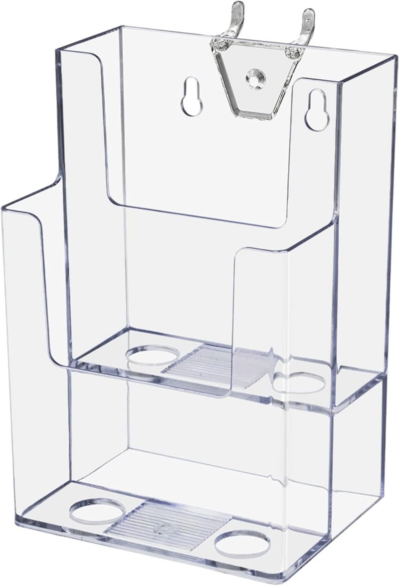 Marketing Holders 4 Pack Pegboard Brochure Holder Space Saving No Assembly Take One Organizer 2 Tiered Display for 4" Rack Cards or Flyers for Convenience Stores Offices and Libraries - Image 1