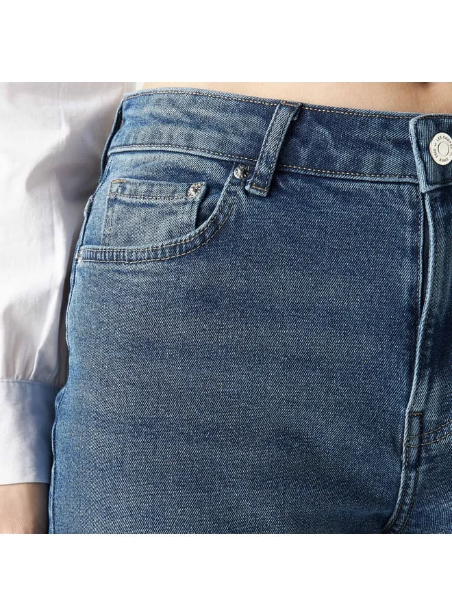 Lee Cooper Lee Cooper Solid Mid Rise Jeans with Button Closure