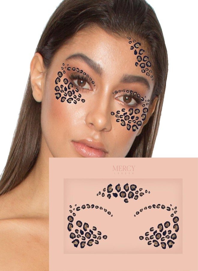 MERCY LONDON جواهر وجه بتصميم نمط الفهد من ميرسي لندن - إكسسوارات زي قطة الفهد - جواهر وجه ملصقة لجميع احتياجات الهالوين - Image 4