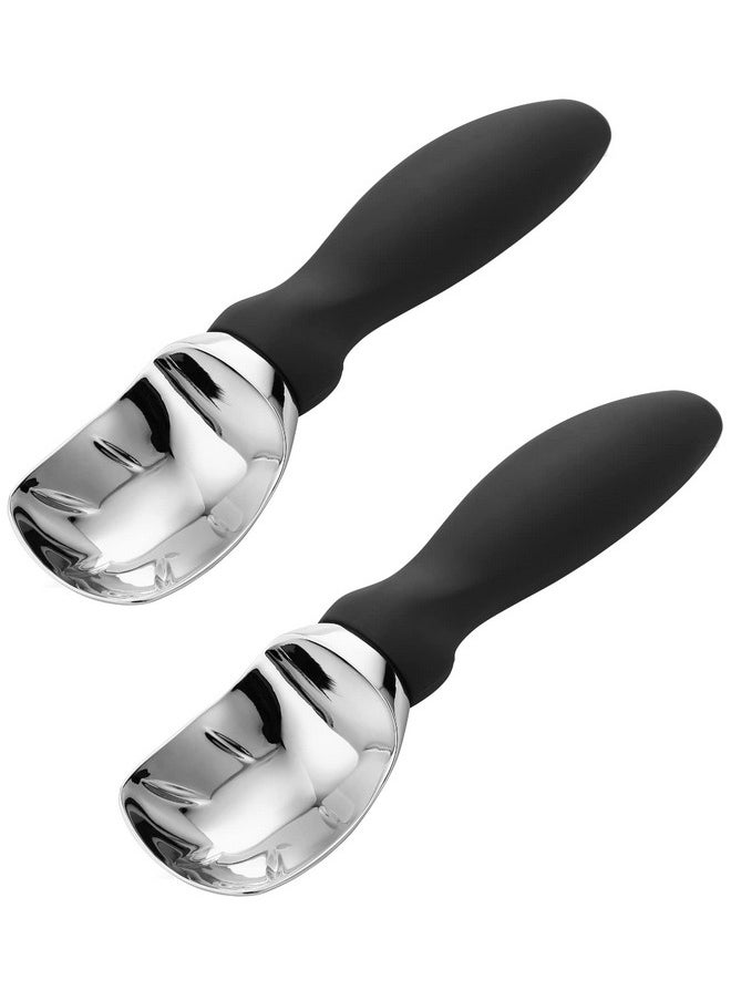 Spring Chef Spring Chef Ice Cream Scoop with Soft Grip Handle, Professional Heavy Duty Sturdy Scooper, Premium Kitchen Tool for Cookie Dough, Gelato, Sorbet, Black, 2 Pack  - Image 1