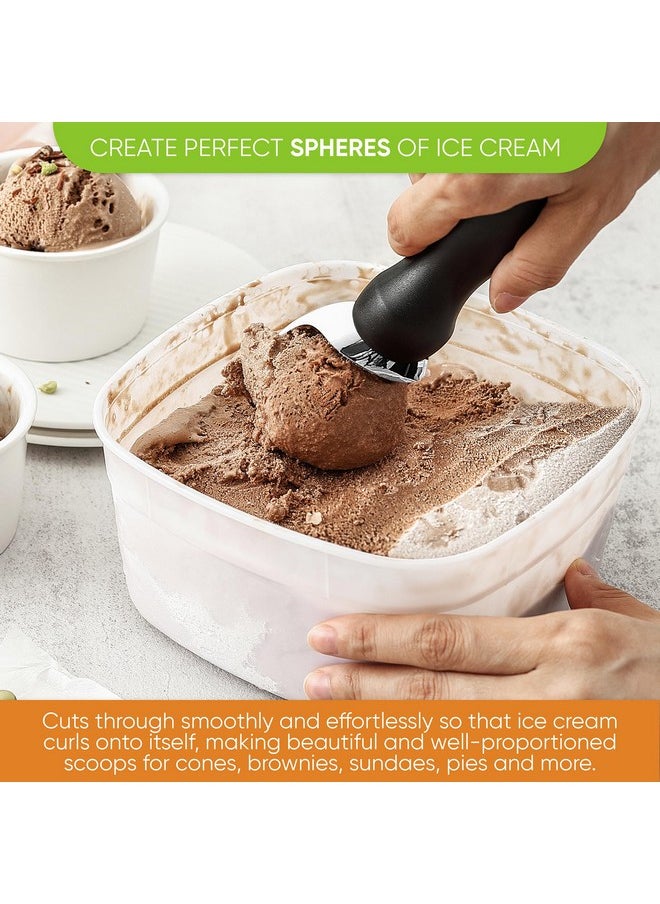 Spring Chef Spring Chef Ice Cream Scoop with Soft Grip Handle, Professional Heavy Duty Sturdy Scooper, Premium Kitchen Tool for Cookie Dough, Gelato, Sorbet, Black, 2 Pack  - Image 4