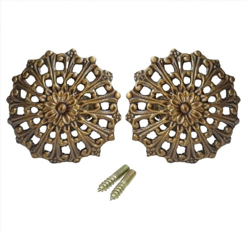 QZibeva 2 Pack Curtain Holdbacks Metal Round Medallion Drapery Tiebacks Wall Hooks Modern Simple Style Home Decor with 2 pcs Screws Bronze - Image 5