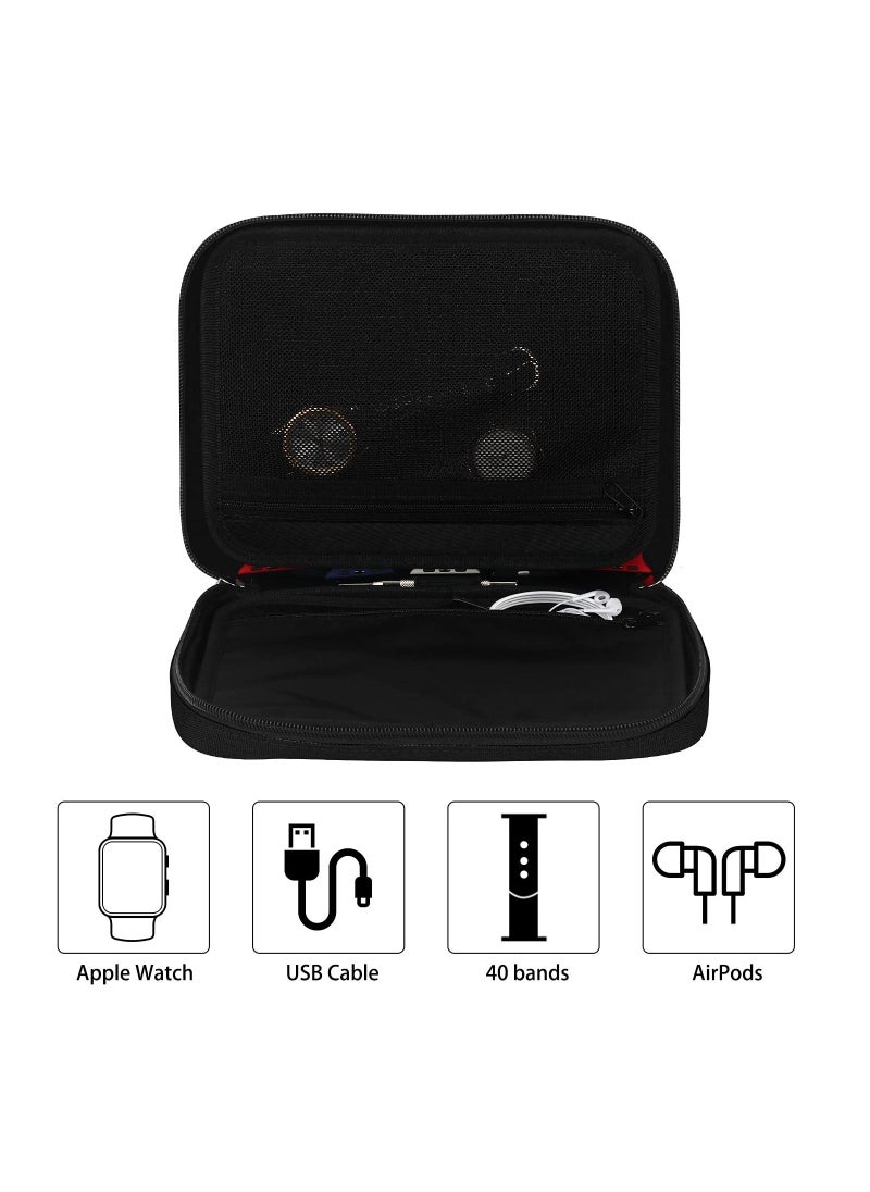 KASTWAVE - 20 Watch Bands Organizer Case, Waterproof Carrying, Compatible with Apple Watch, for Fitbit Series (Black) - Image 1