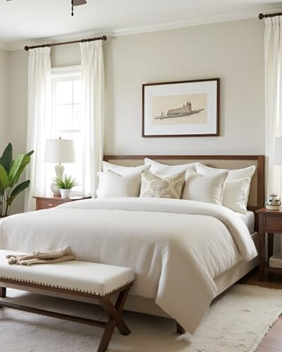 Lavish Comforts Linen Duvet Cover QueenFullExtra Soft Natural Linen Duvet Cover Set with Bamboo Viscose3 Pc Linen Duvet Cover Set 1 Duvet Cover 86 x 86 w 2 Pillowcases GiftReady Box - Image 1