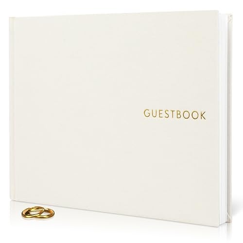 ZICOTO Beautiful Linen Wedding Guest Book for Your Wedding Reception - Simply Elegant Guestbook to Sign in and Add Polaroid Photos - The Perfect Baby Shower Guest Book and Addition to Your Big Day - Image 1