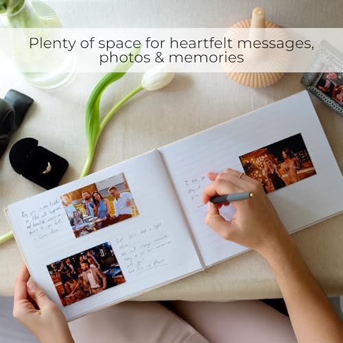 ZICOTO Beautiful Linen Wedding Guest Book for Your Wedding Reception - Simply Elegant Guestbook to Sign in and Add Polaroid Photos - The Perfect Baby Shower Guest Book and Addition to Your Big Day - Image 2