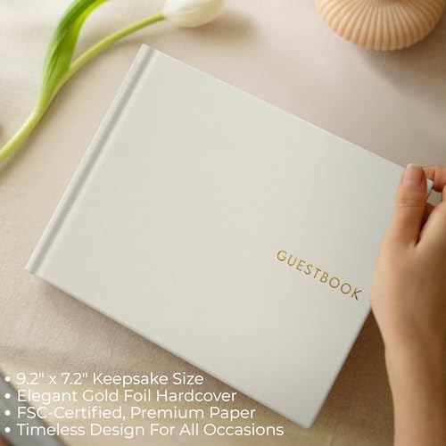 ZICOTO Beautiful Linen Wedding Guest Book for Your Wedding Reception - Simply Elegant Guestbook to Sign in and Add Polaroid Photos - The Perfect Baby Shower Guest Book and Addition to Your Big Day - Image 3