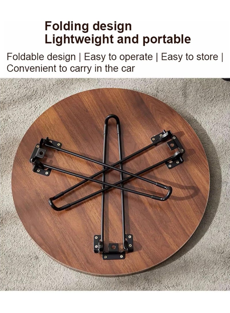 DubaiGallery Round Nesting Coffee Table Set of 2 Stacking Coffee Table Living Room Round Nested End Table Side Table Look Density board Sofa Side Nest of Tables Metal Frame Home Decor Sets - Image 3